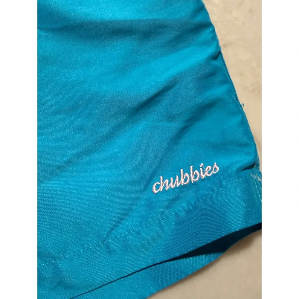 Chubbies Mens Swim Trunks Aqua Blue Pink Striped Waistband Mesh Lined Large